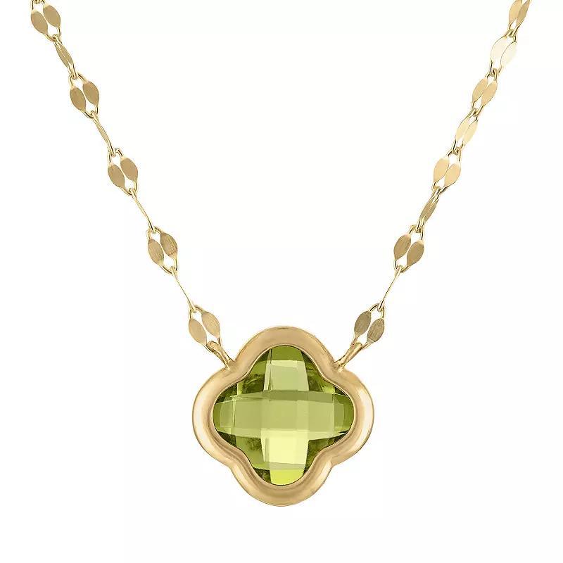 Tiara 10k Gold Gemstone Clover Pendant Necklace, Womens Peridot Product Image