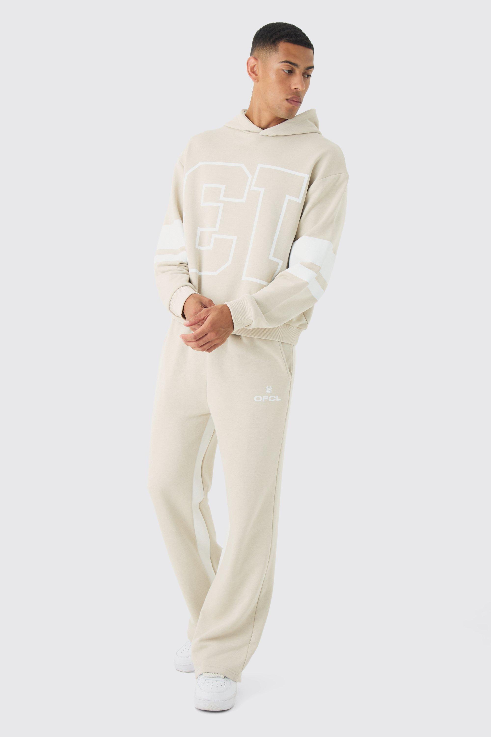 Oversized Boxy Loopback Varsity Stripe Tracksuit | boohooMAN USA Product Image