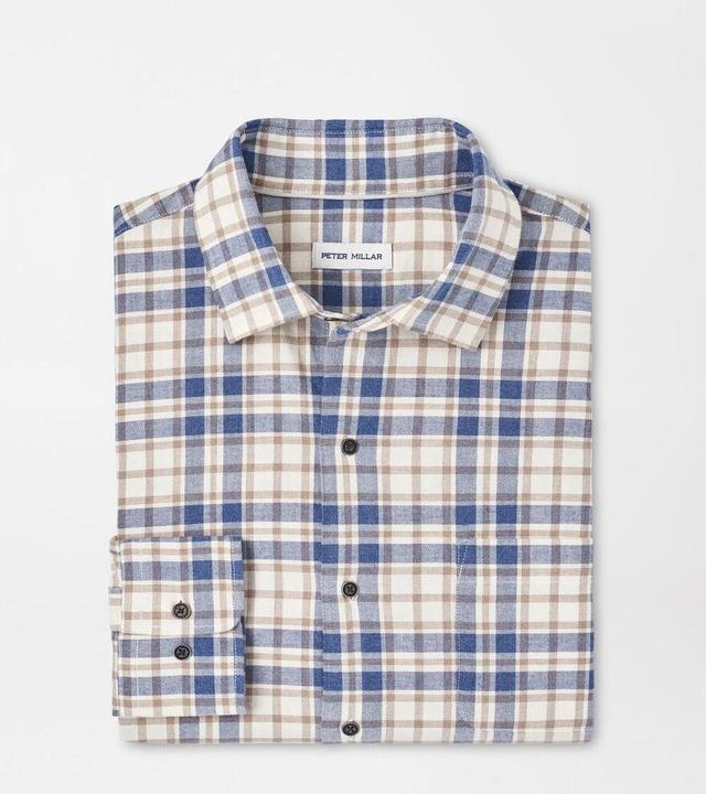 Peter Millar Mens Whistler Cotton Sport Shirt | Color: Ocean Blue | Size: M Product Image