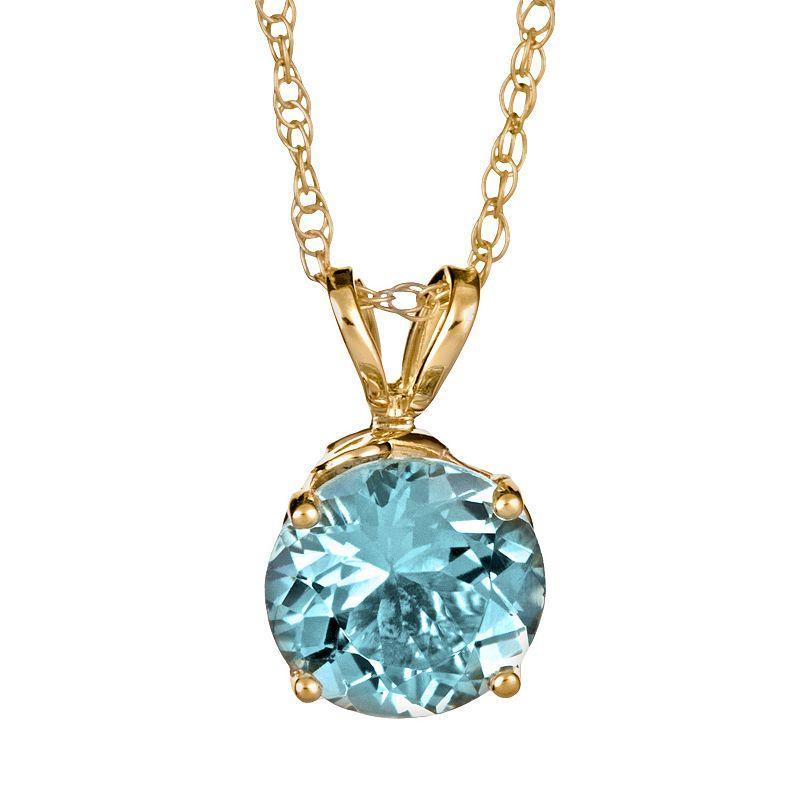 Celebration Gems 14k Gold Aquamarine Pendant, Womens Blue Product Image