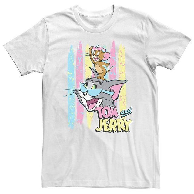 Big & Tall Tom And Jerry 90s Theme Background Tee, Mens Product Image