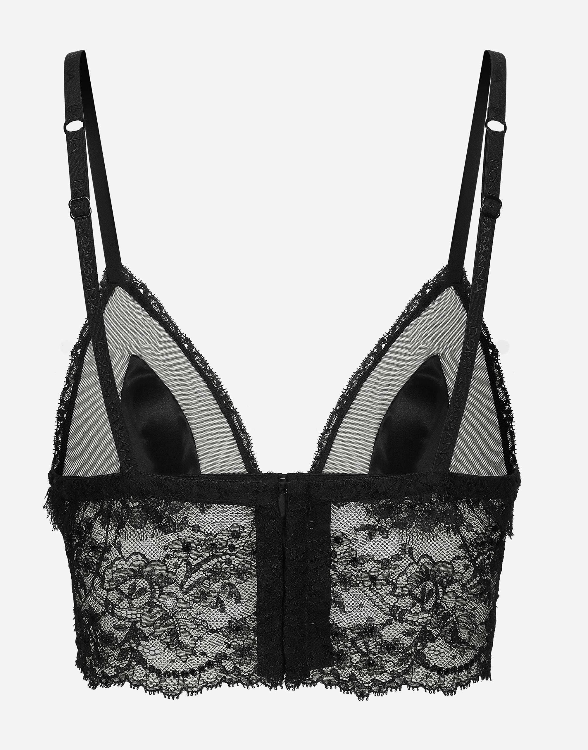 DOLCE & GABBANA Lace Longline Bralette In Black   Product Image