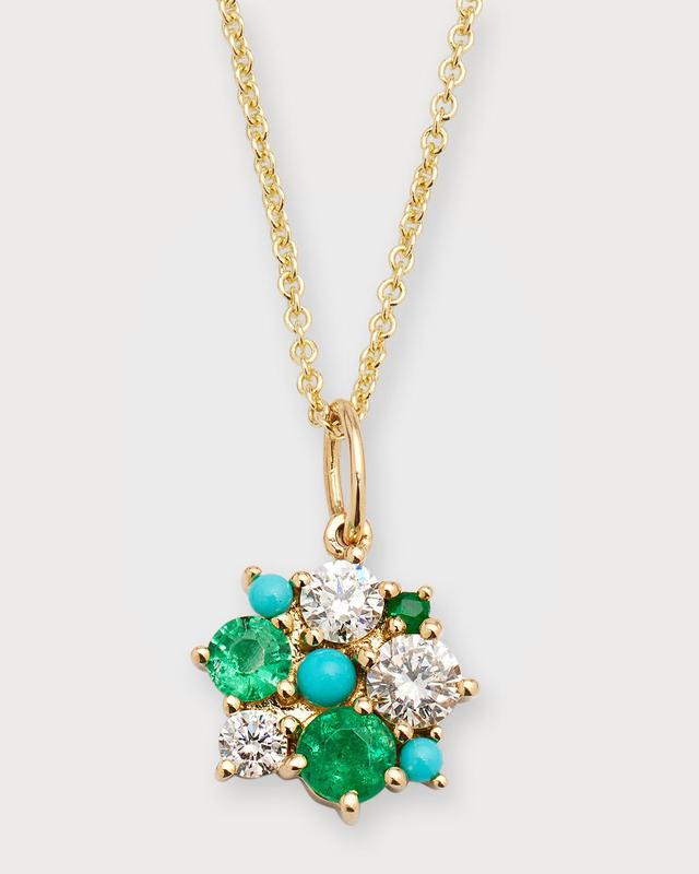 14K Yellow Gold & Multi-Gemstone Cluster Pendant Necklace Product Image