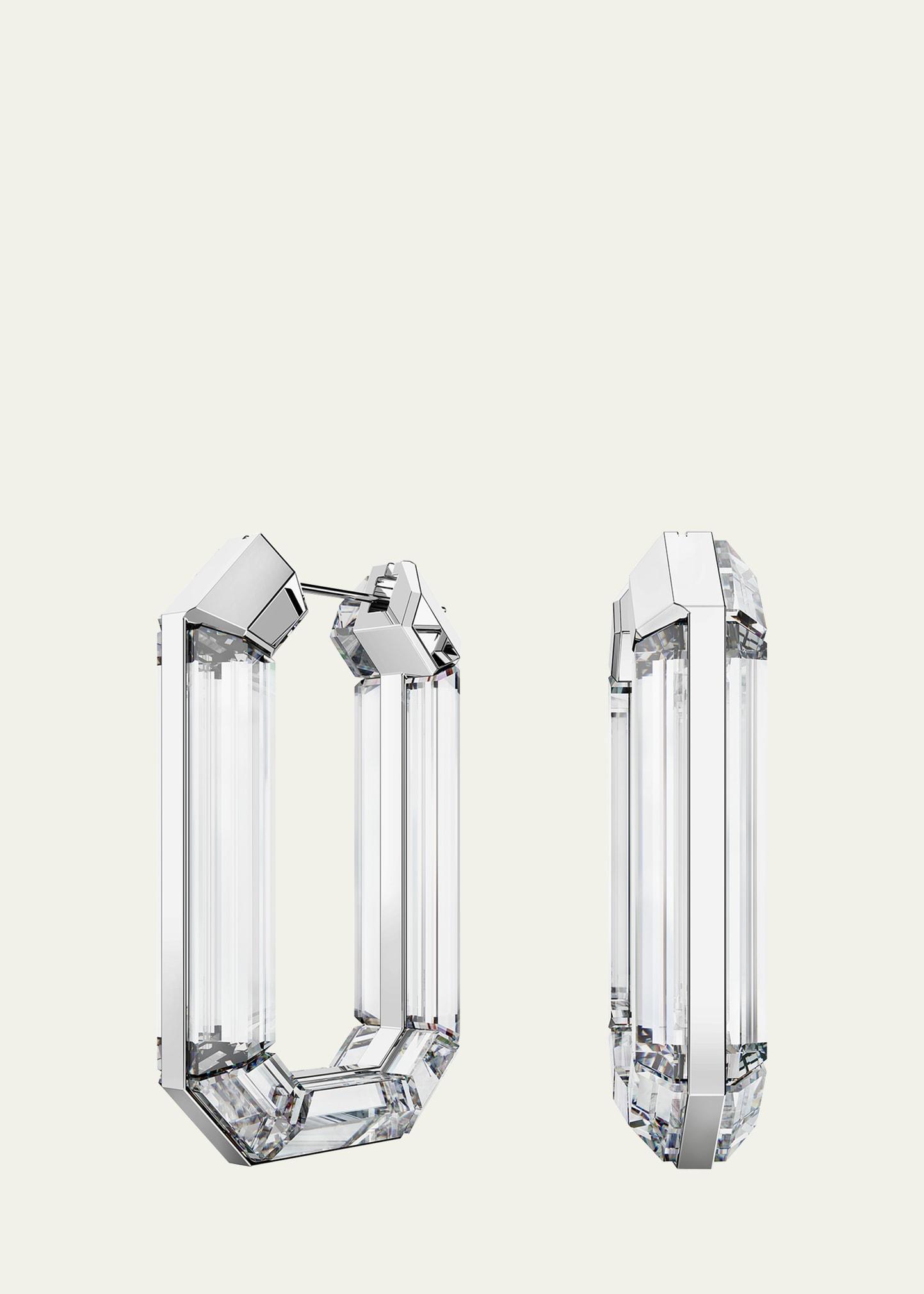 Womens Lucent Rhodium-Plated & Crystal Octagon Hoop Earrings Product Image