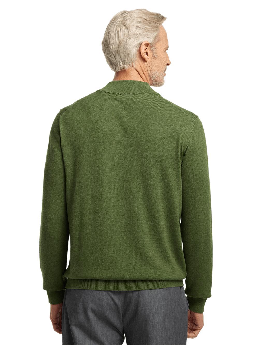 Supima Cotton Four Button Mock Neck Sweater - Olive Product Image