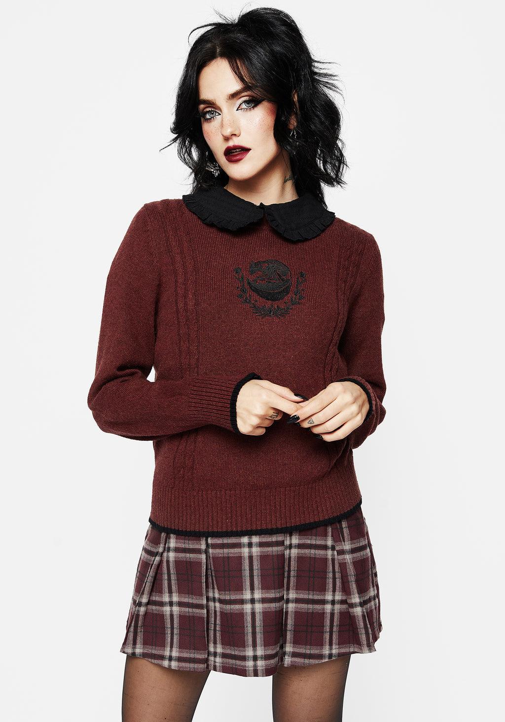 Foxfire Embroidered Cable Knit Sweater Product Image