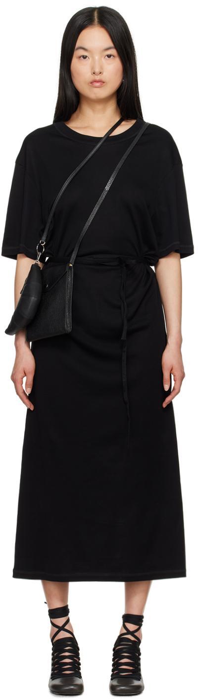 Black Belted Midi Dress Product Image