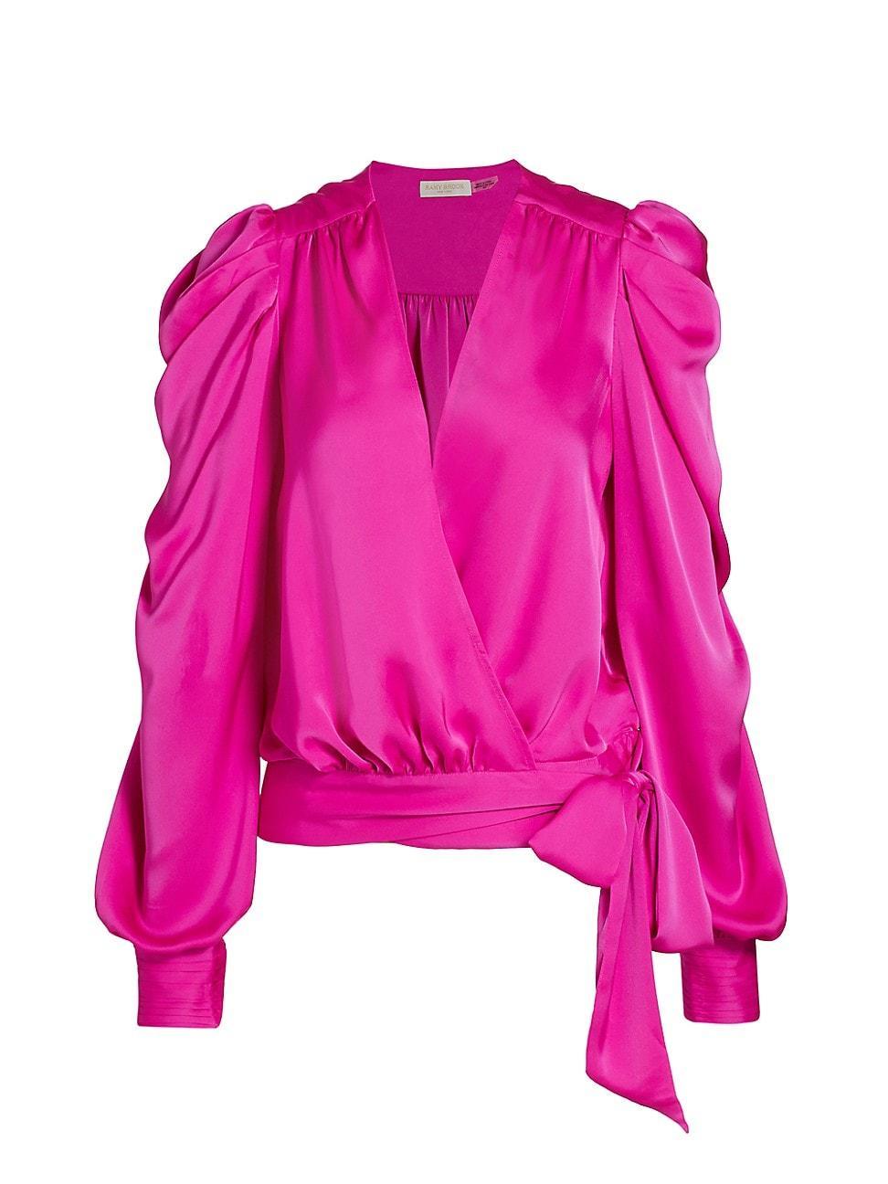 Ramy Brook Pauline Satin Wrap Front Blouse Product Image