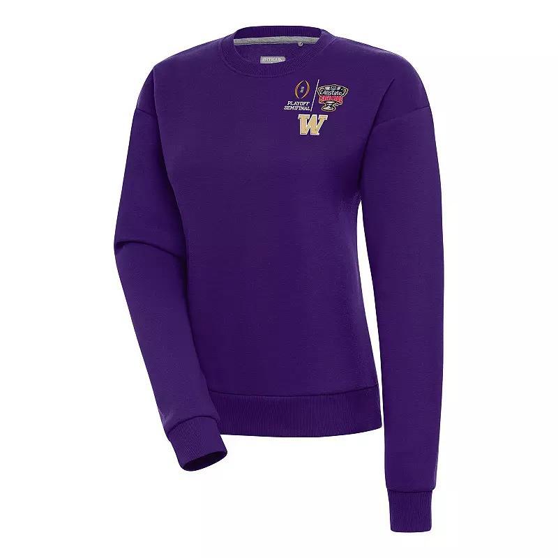 Womens Antigua Washington Huskies College Football Playoff 2024 Sugar Bowl Victory Pullover Sweatshirt Product Image