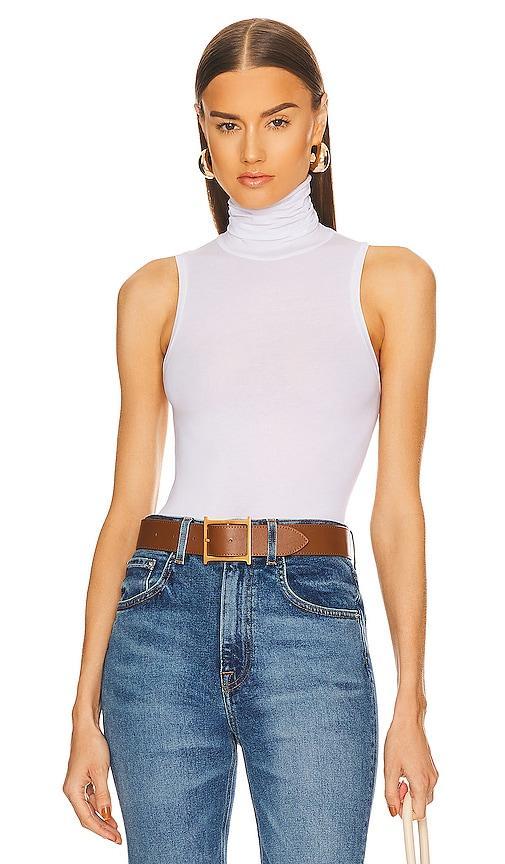 Helsa Jersey Cropped Turtleneck Tank Neutral. (also in L). Product Image