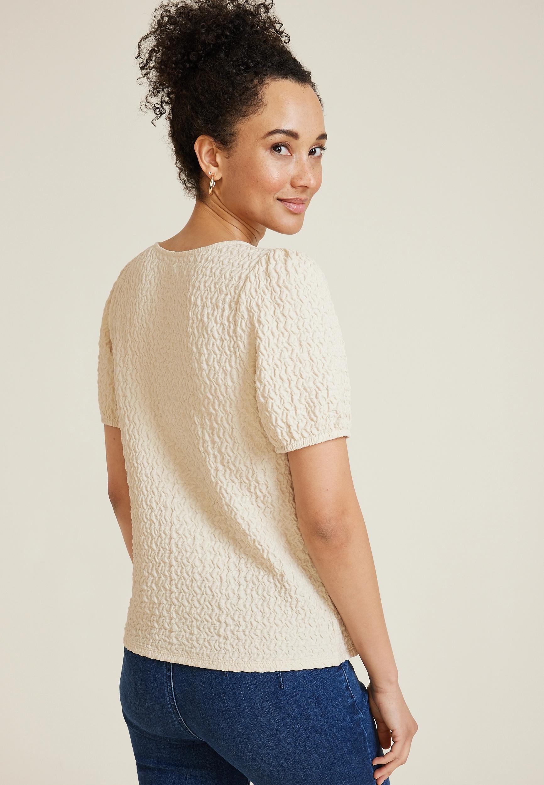 Textured Short Sleeve Blouse Product Image