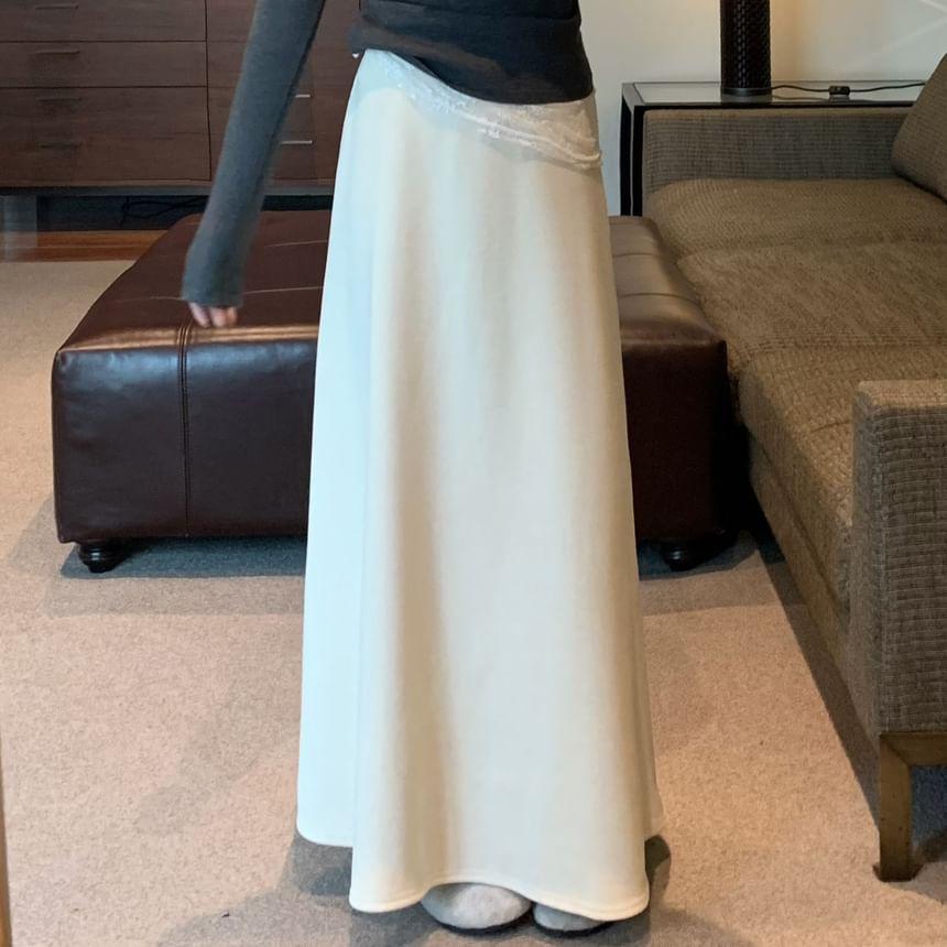 High Rise Plain Maxi A-Line Skirt Product Image