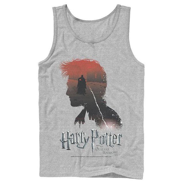 Mens Harry Potter Deathly Hallows Voldemort Silhouette Fill Tank Top Athletic Grey Product Image