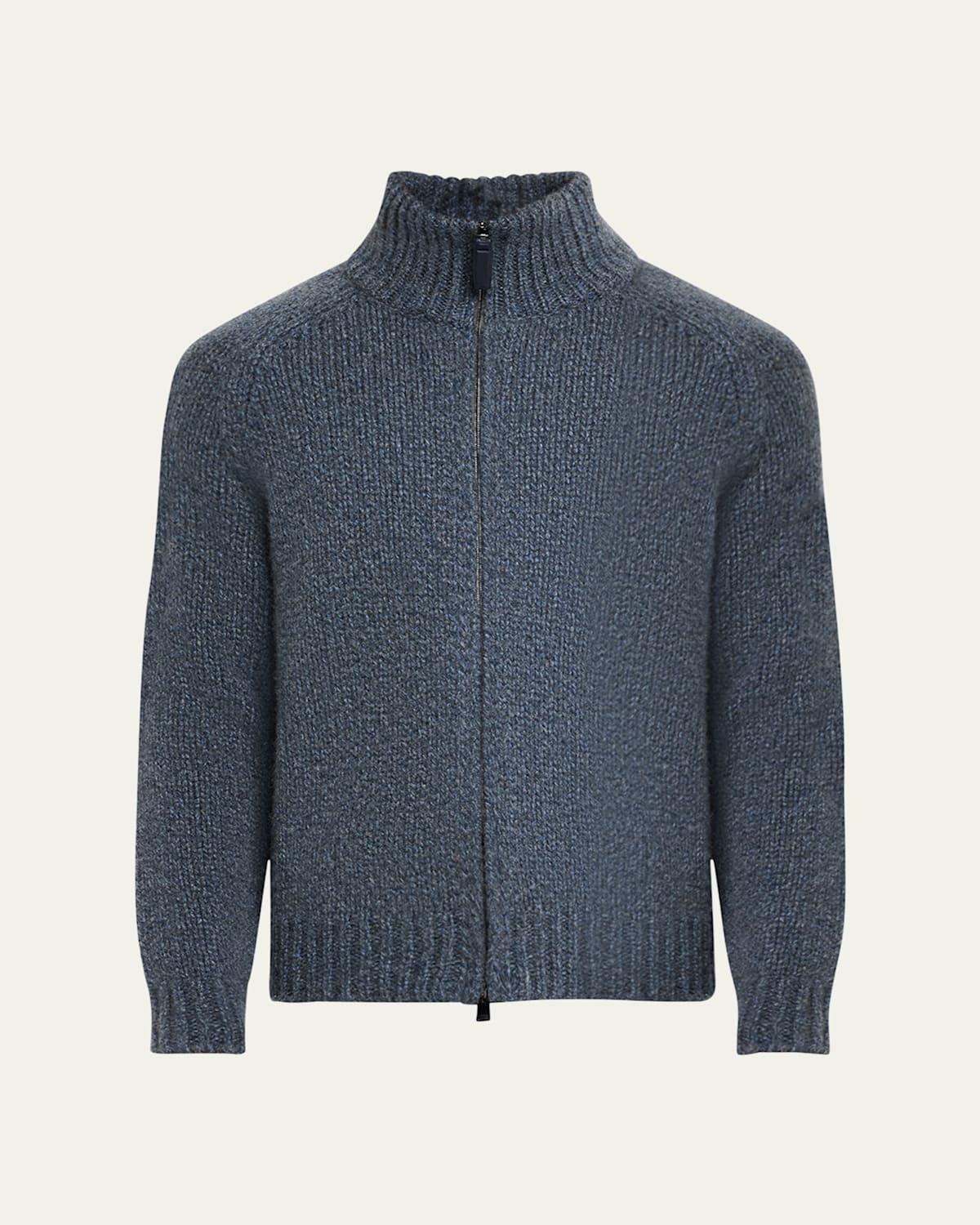 Mens Cashmere Mouline Zip Sweater Product Image