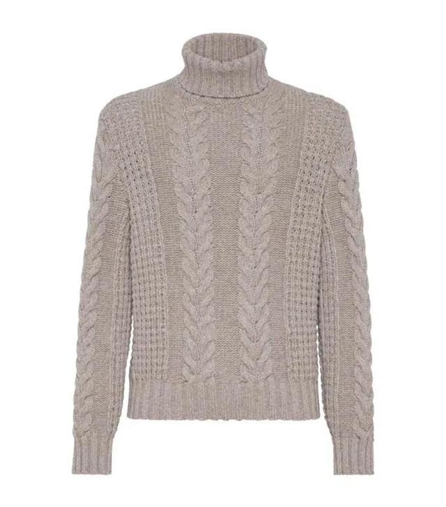 BRUNELLO CUCINELLI Cable-knit Cashmere Jumper In Brown Product Image