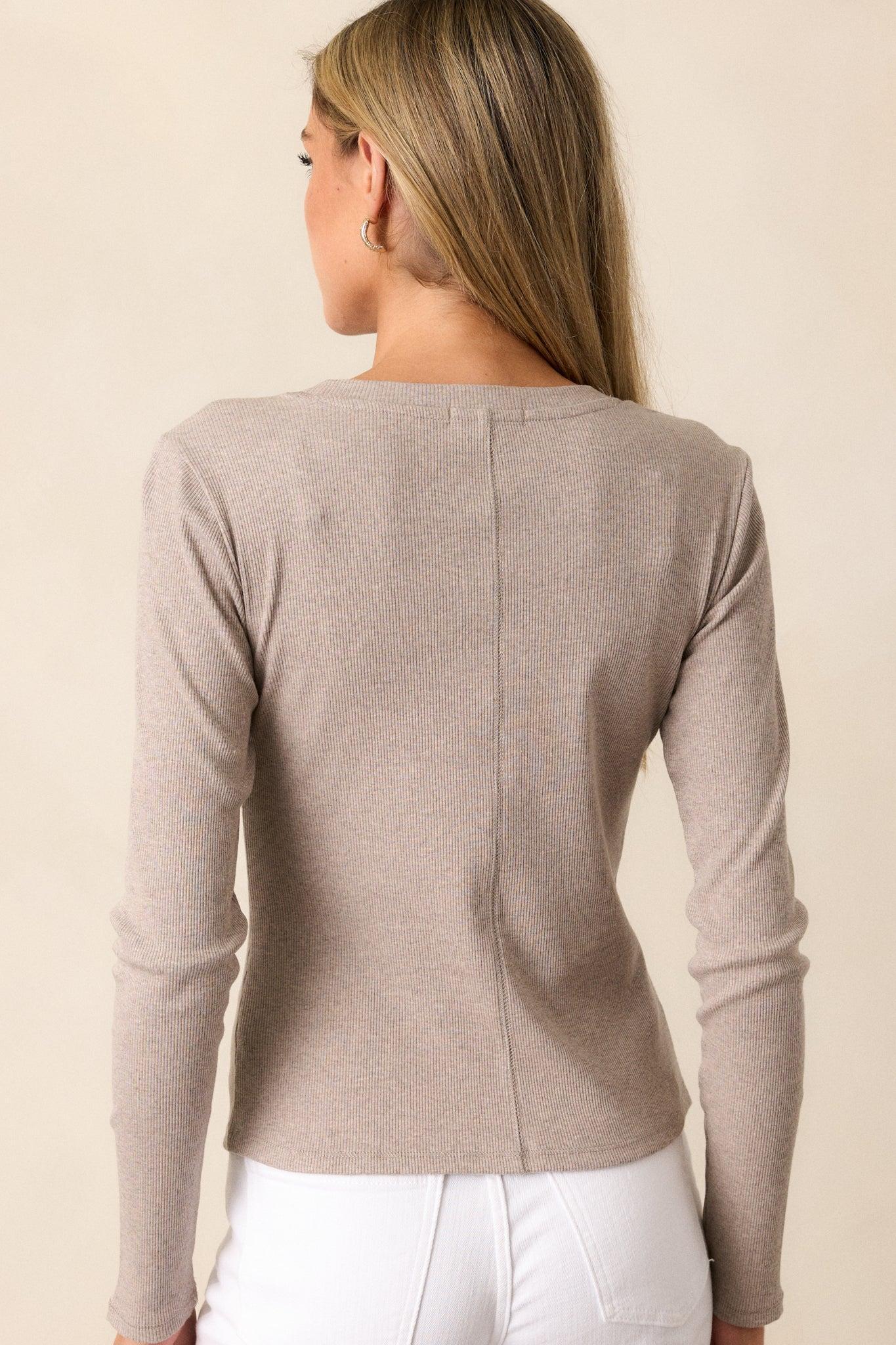 Z Supply Sirena Taupe Rib Long Sleeve Tee Product Image