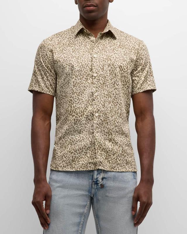 Mens Leopard-Print Sport Shirt Product Image