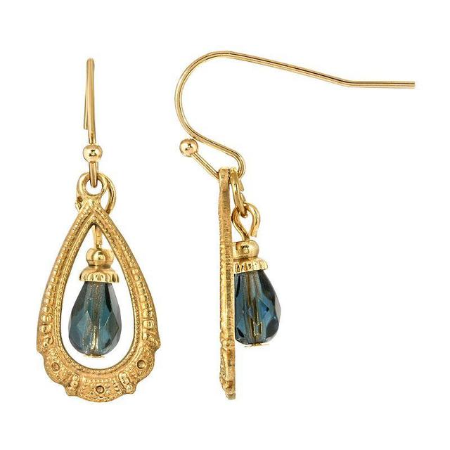 1928 Gold Tone Clear Bead Teardrop Wire Earrings, Womens Product Image