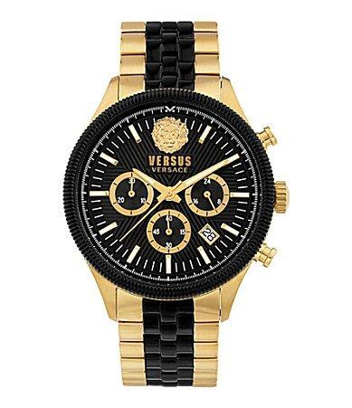 Versus Versace Mens Chronograph Date Quartz Colonne Gold-Tone, black Stainless Steel Bracelet 44mm Product Image