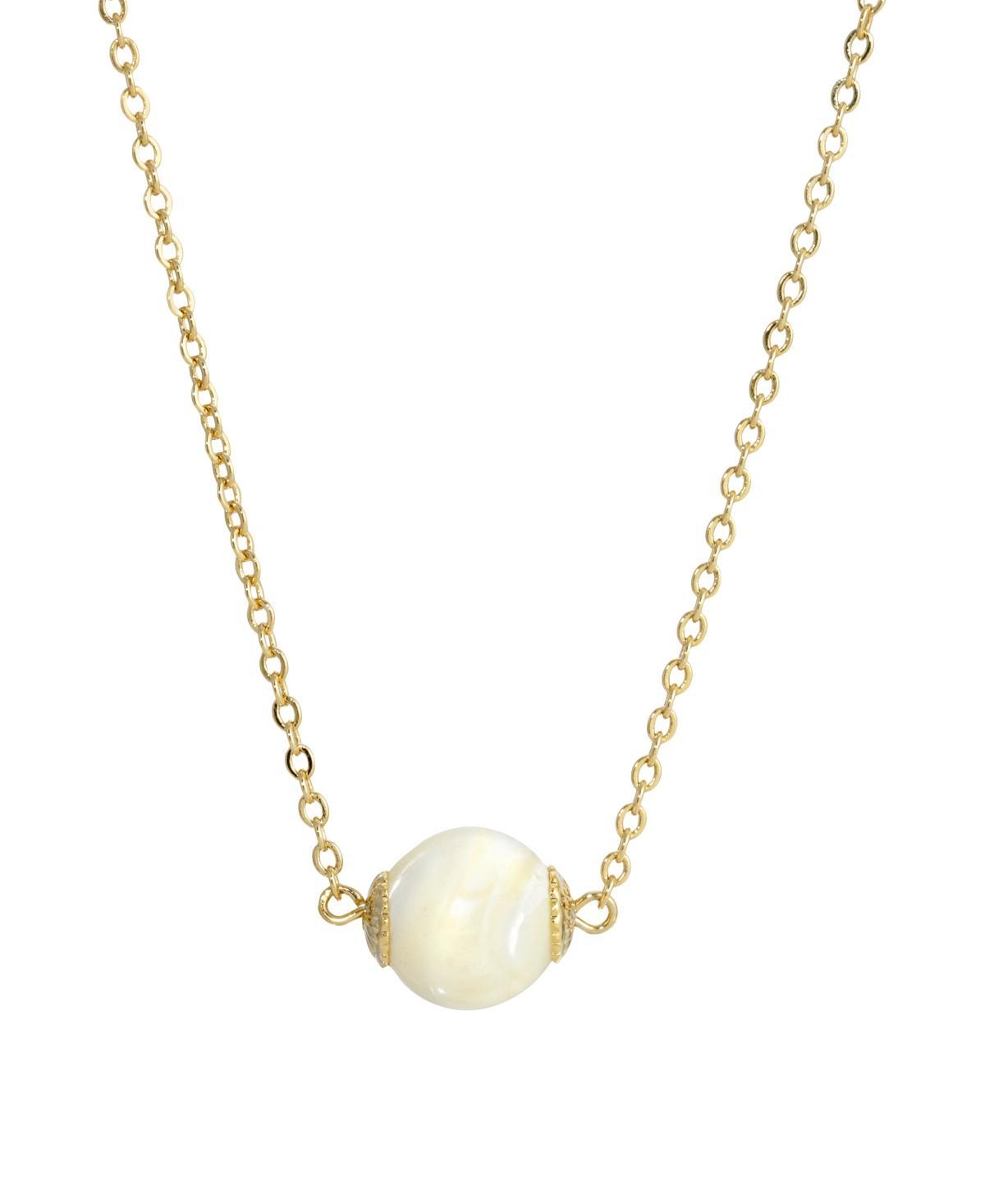 1928 Gold Tone Mother-of-Pearl Shell Bead Necklace, Women's, White - Size: One Size Product Image