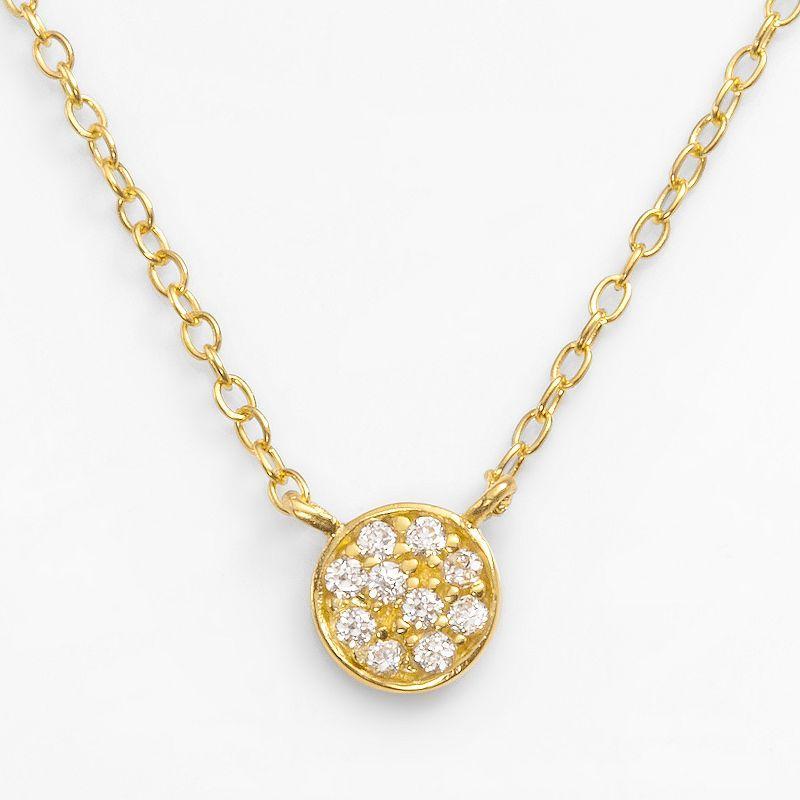 Sophie Miller 14k Gold Over Silver Cubic Zirconia Disc Link Necklace, Womens White Product Image