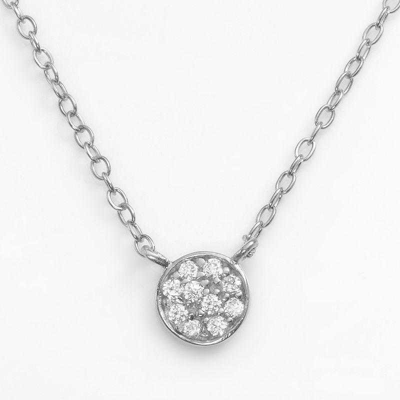 Sophie Miller Sterling Silver Cubic Zirconia Disc Link Necklace, Womens White Product Image