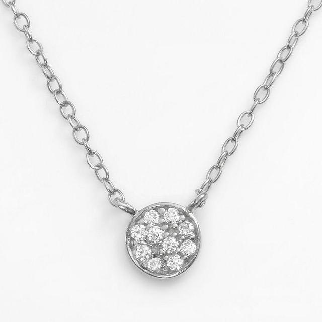 Sophie Miller Sterling Silver Cubic Zirconia Disc Link Necklace, Womens White Product Image