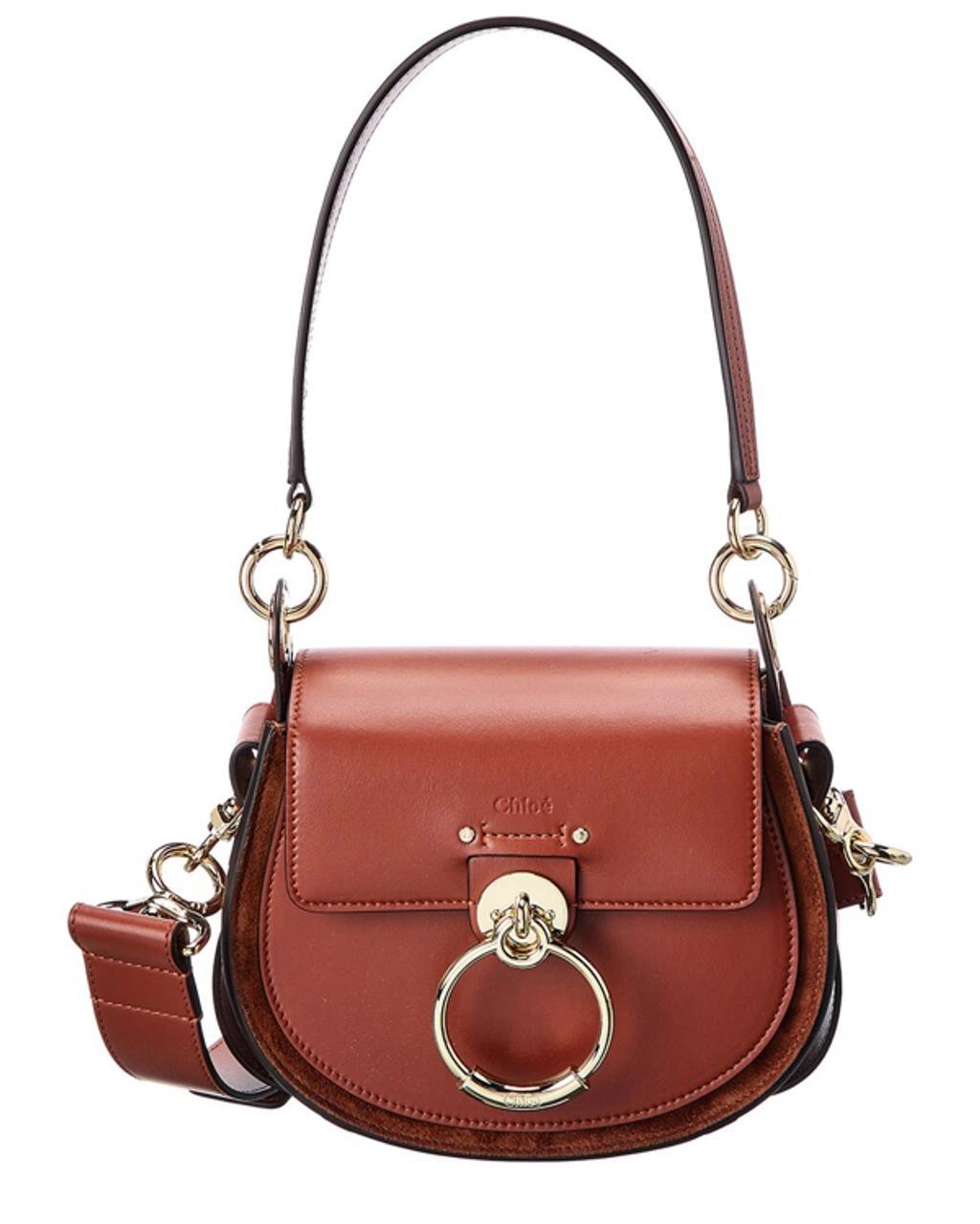 CHLOÉ Tess Grained And Suede Leather Bag In Brown Product Image