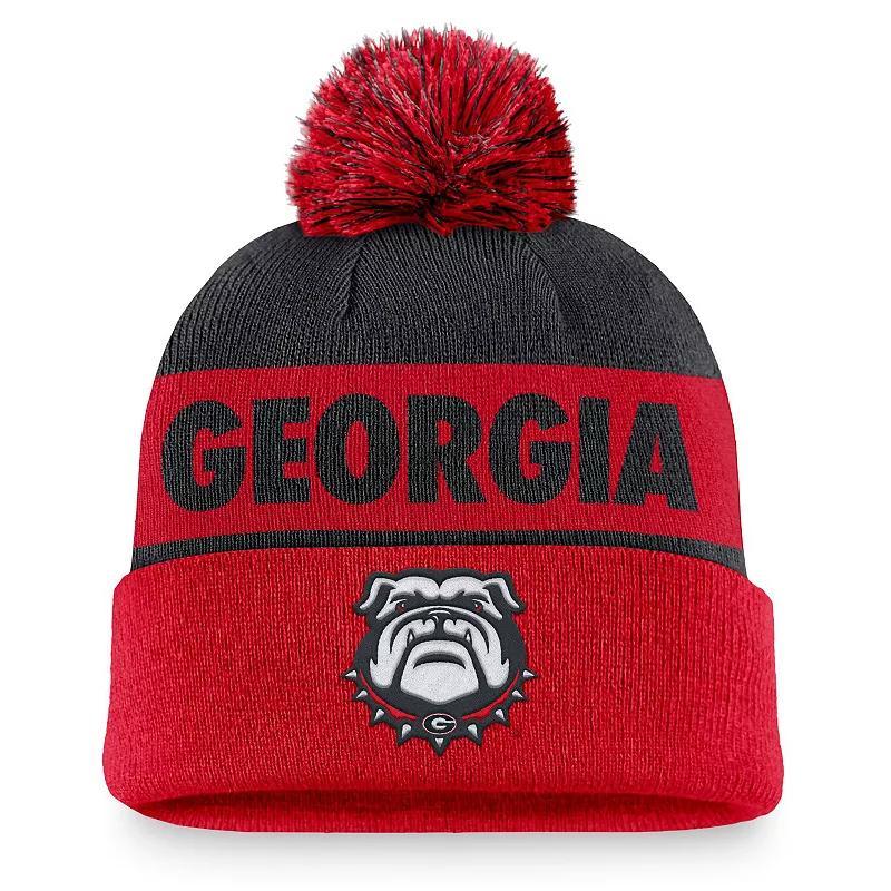 Mens Nike /Red Georgia Bulldogs Primetime Peak Cuffed Knit Hat with Pom Product Image