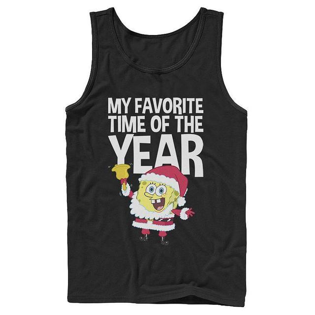 Mens Nickelodeon Spongebob Squarepants Santa Christmas Favorite Time Graphic Tank Top Grey Product Image