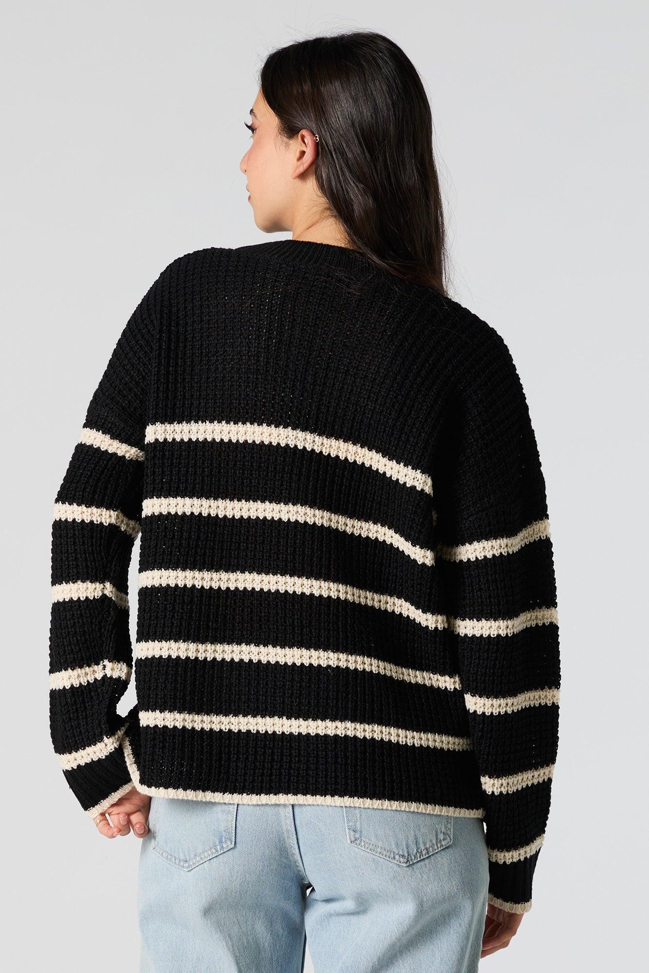 Striped Waffle Knit Sweater Female Product Image