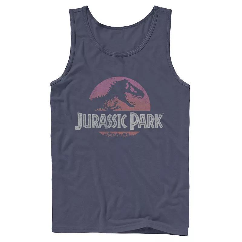 Mens Jurassic Park Gradient Sunset Logo Icon Tank Top Blue Product Image