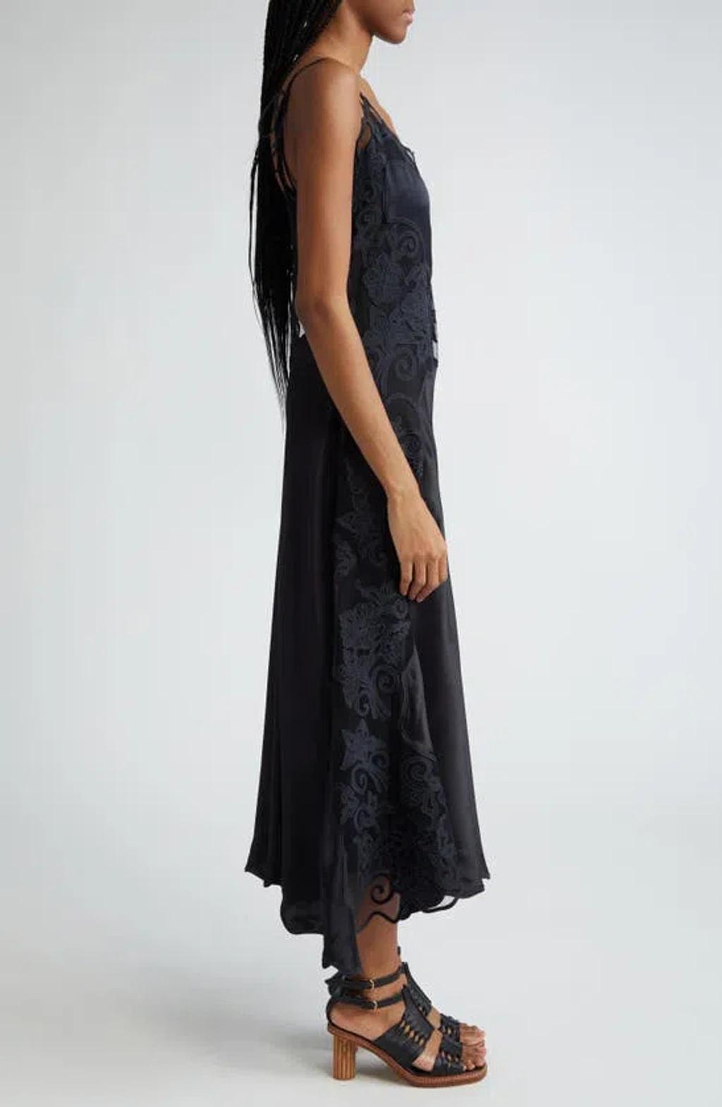 Lucienne Lace Silk Midi Dress In Black Product Image