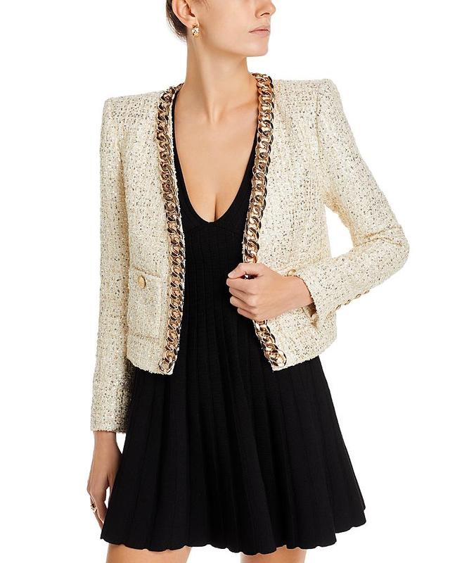 Womens Greta Chain-Embellished Tweed Jacket Product Image