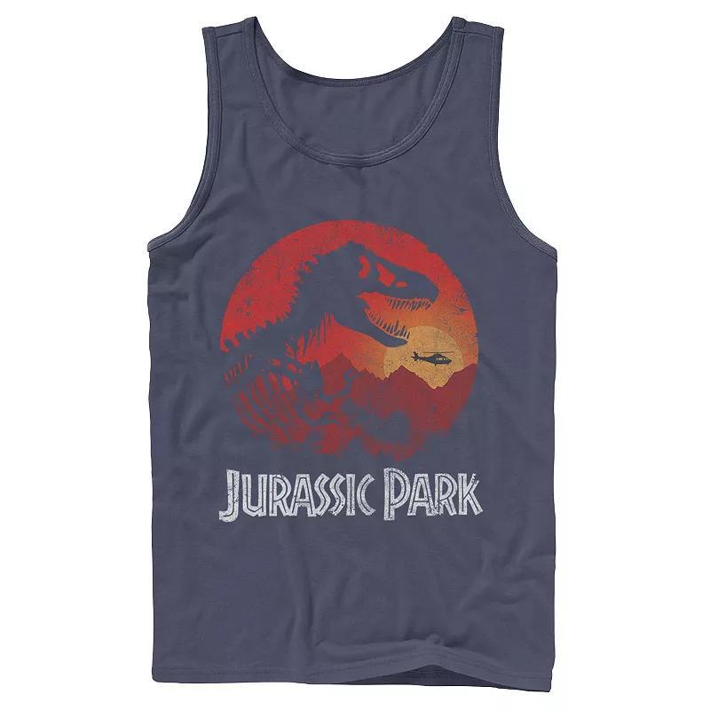 Mens Jurassic Park Red Jungle Sunset Icon Tank Top Blue Product Image