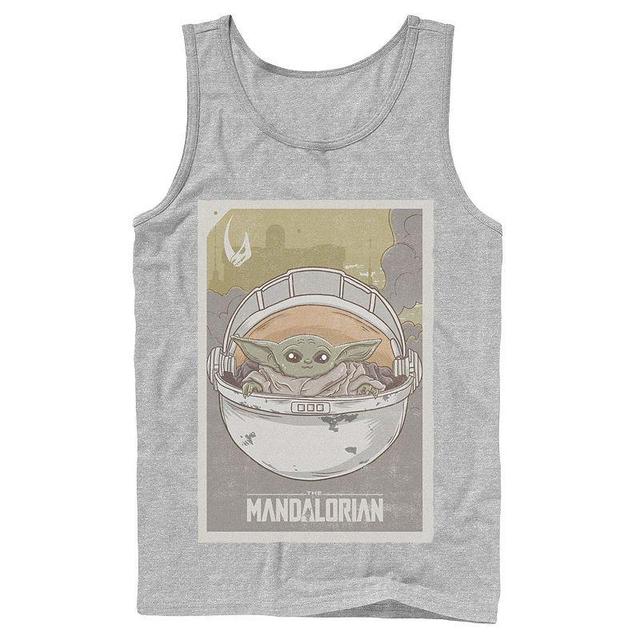 Mens Star Wars The Mandalorian The Child aka Baby Yoda Poster Tank Top Grey Product Image