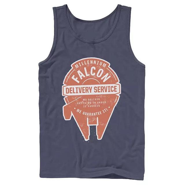 Mens Star Wars Millennium Falcon Delivery Service Logo Tank Top Blue Product Image