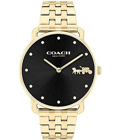 COACH Womens Black Dial Elliot Quartz Analog Gold Tone Stainless Steel Bracelet Watch Product Image