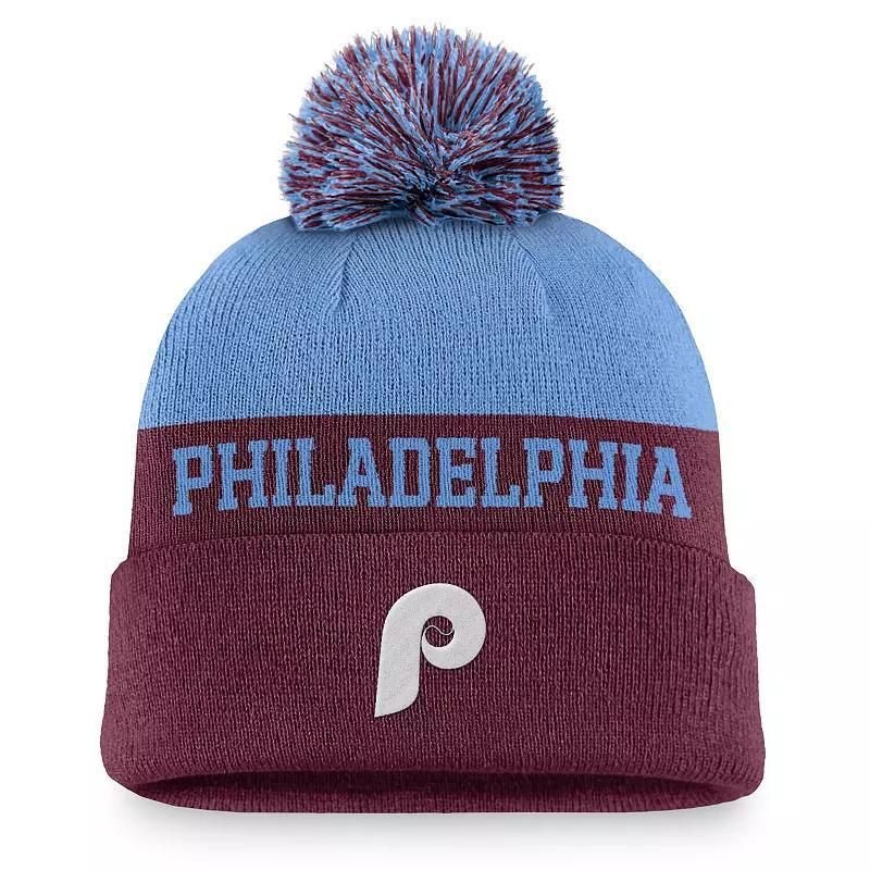 Mens Nike Burgundy Philadelphia Phillies Rewind Peak Cuffed Knit Hat with Pom Product Image