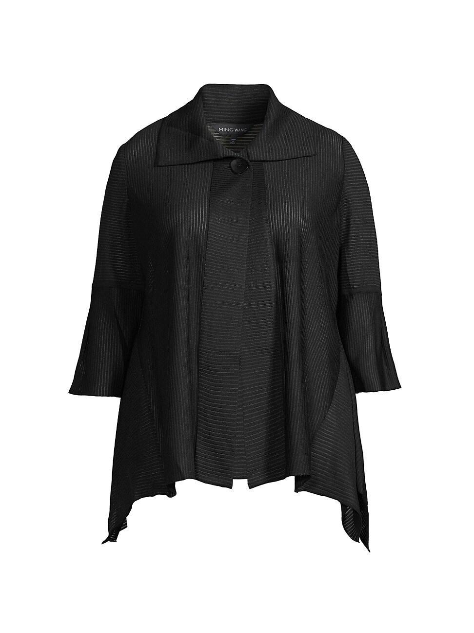 Womens Sheer Rib-Knit Asymmetric Cardigan Product Image