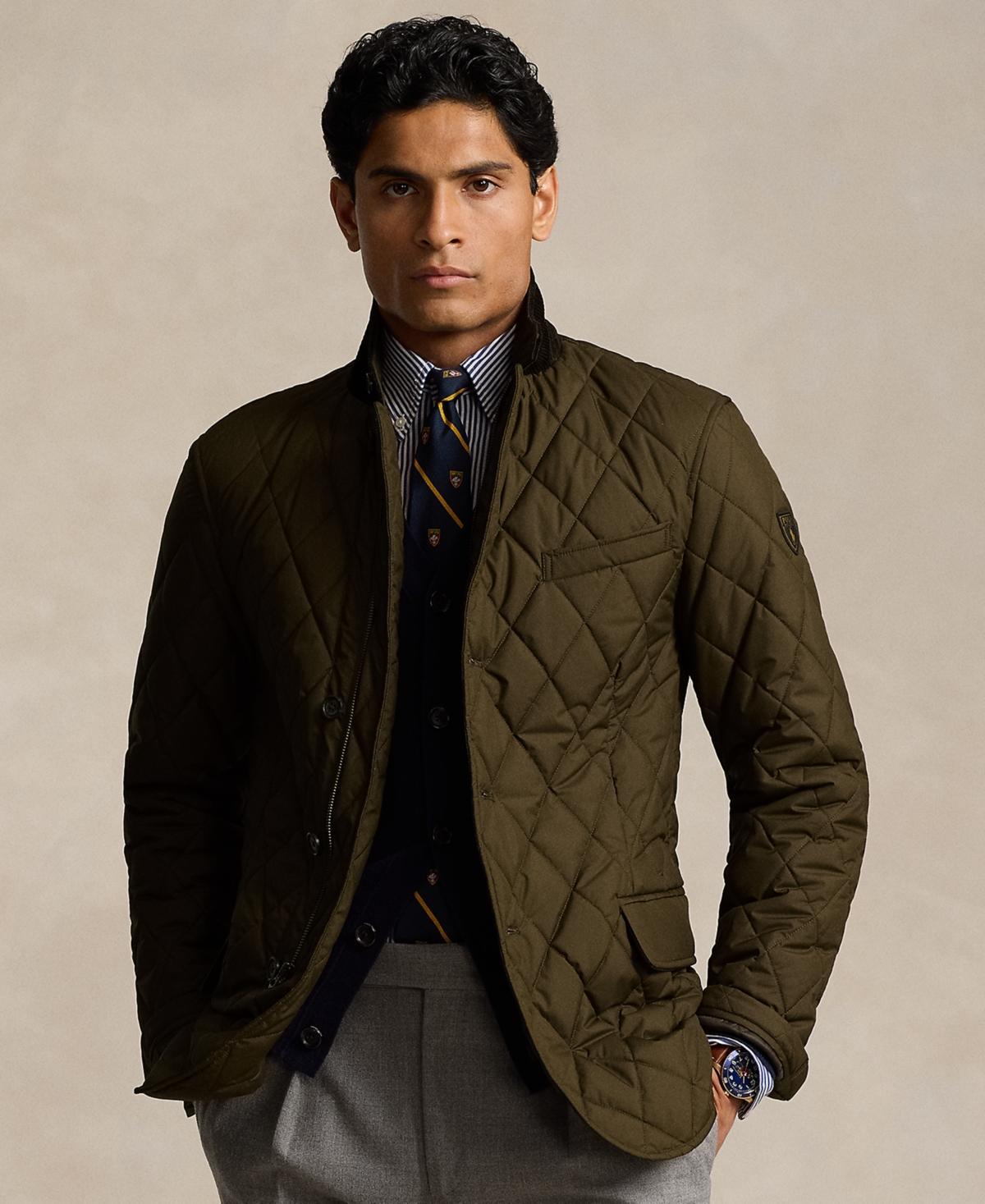 Suede Trimmed Quilted Jacket In Dark Brown Product Image