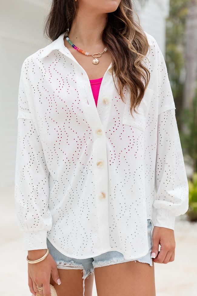 Need A Little More Ivory Knit Eyelet Shacket FINAL SALE Product Image