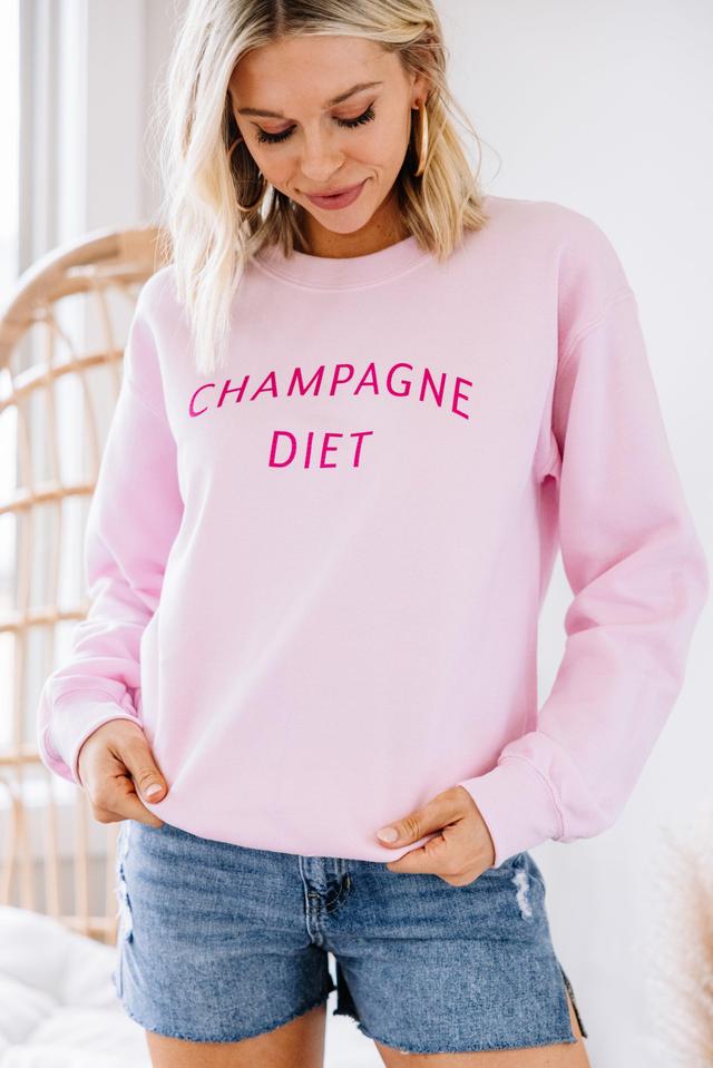 Champagne Diet Light Pink Graphic Sweatshirt Female Product Image