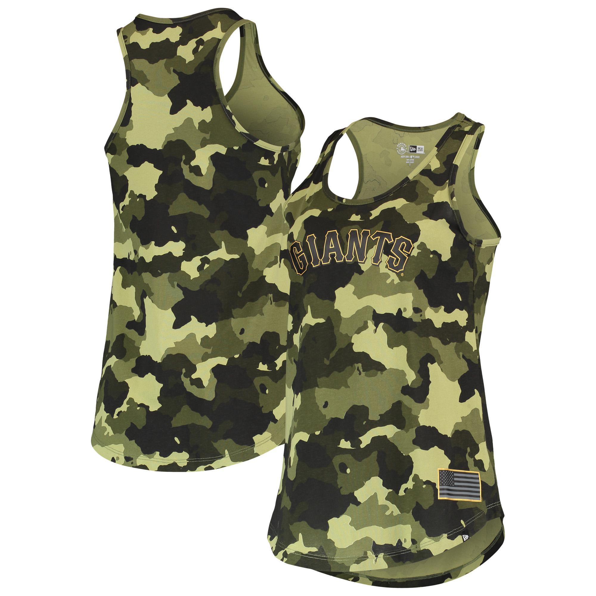 Womens New Era San Francisco Giants 2022 MLB Armed Forces Day Camo Racerback Tank Top Product Image