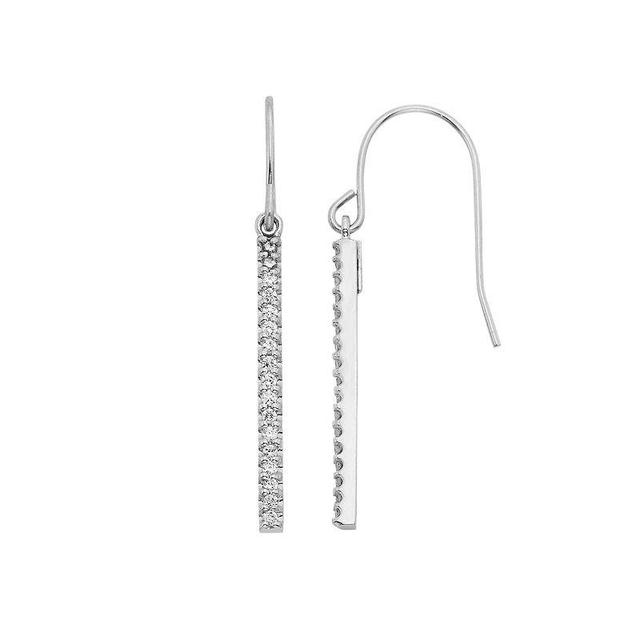 1/4 Carat T.W. Diamond Sterling Silver Stick Drop Earrings, Womens, White Product Image