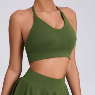 Halter Plain Sports Bra Product Image