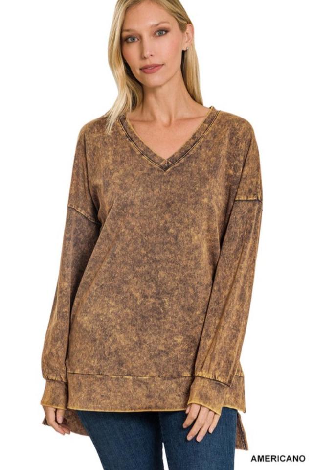 Mineral Washed V Neck  Top Product Image