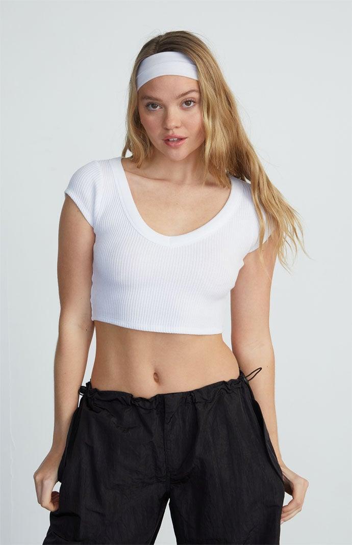 Est. PAC 1980 Women's Samantha Cropped Waffle Knit T-Shirt Product Image