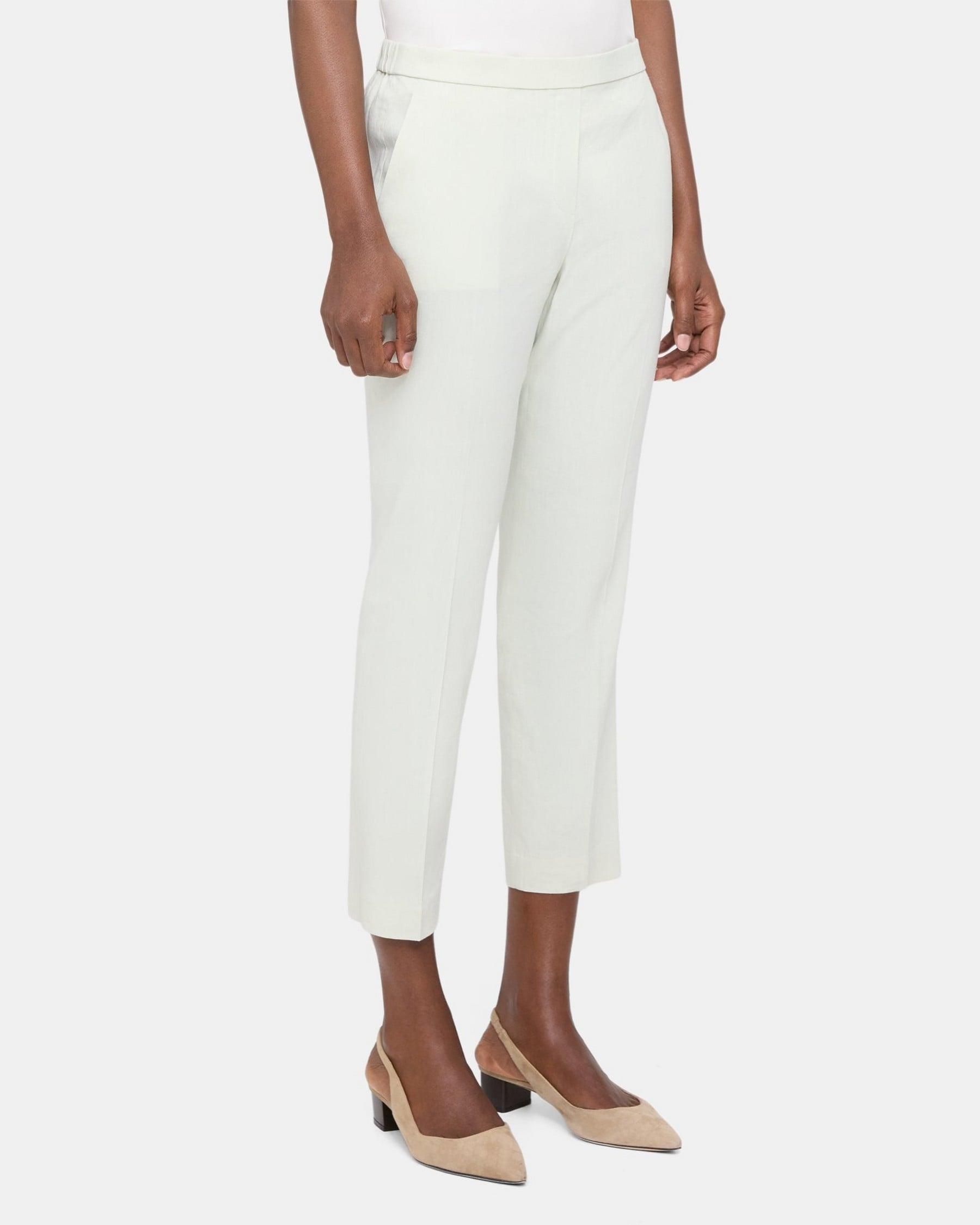 Slim Cropped Pull-On Pant in Linen-Blend Product Image