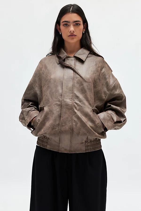 Lioness Kenny Faux Leather Bomber Jacket Womens at Urban Outfitters Product Image